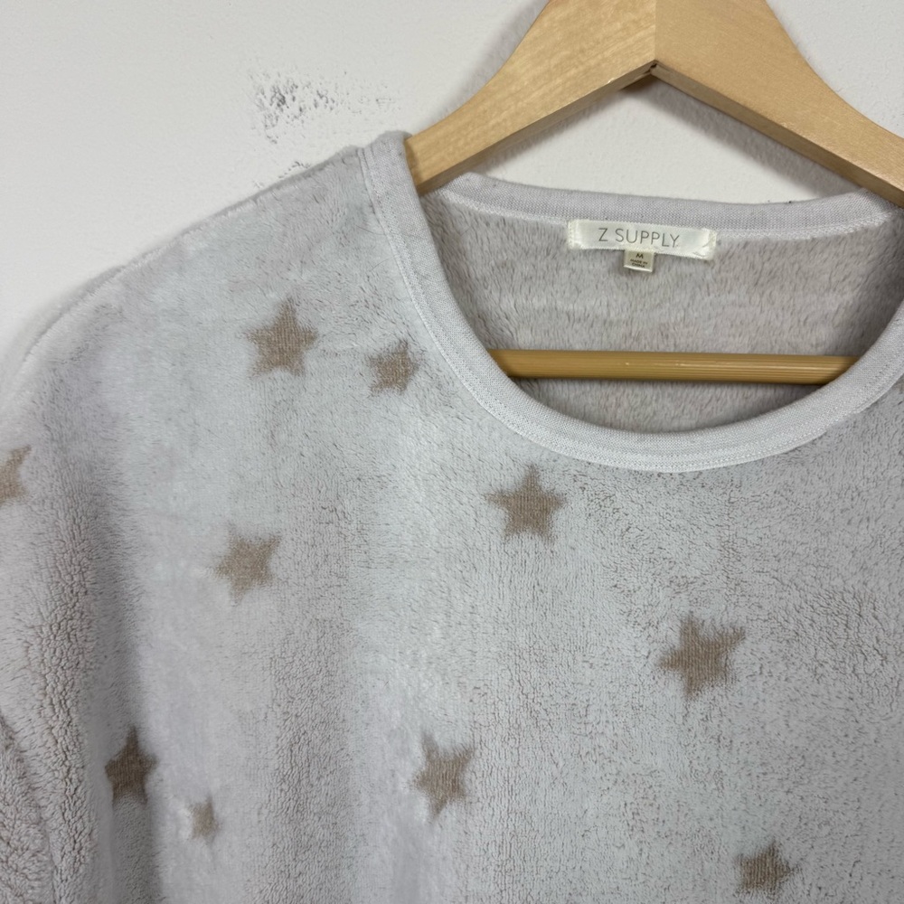 Z Supply Women’s Frosted Plush Star Long Sleeve Top Grey Size M - Picture 8 of 12